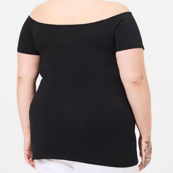 Torrid Women's Plus Size Foxy U-Bar Off-Shoulder Short Sleeve Top - Picture 3 of 6